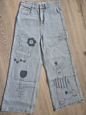 Light Blue Graphic Kids' Denim Pants by